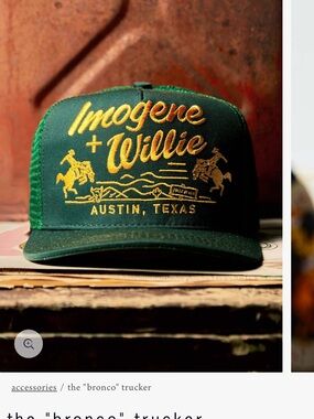 imogene + willie Green and Gold Bronco Trucker Hat